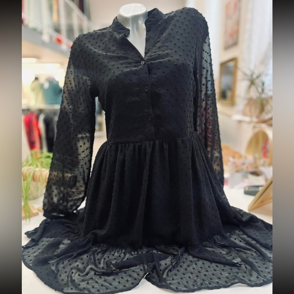 Detailed & StylishVenus Black Sheer Swiss Dot Button-Front Tiered Maxi US 20 - Picture 1 of 16